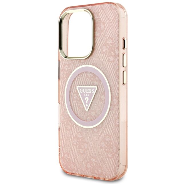 Husa premium pentru  iPhone 16 Pro compatibila MagSafe Guess Luxury Series - Roz