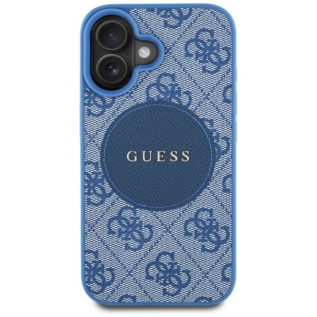 Husa premium pentru  iPhone 16 compatibila MagSafe Guess Luxury Series - Albastru deschis