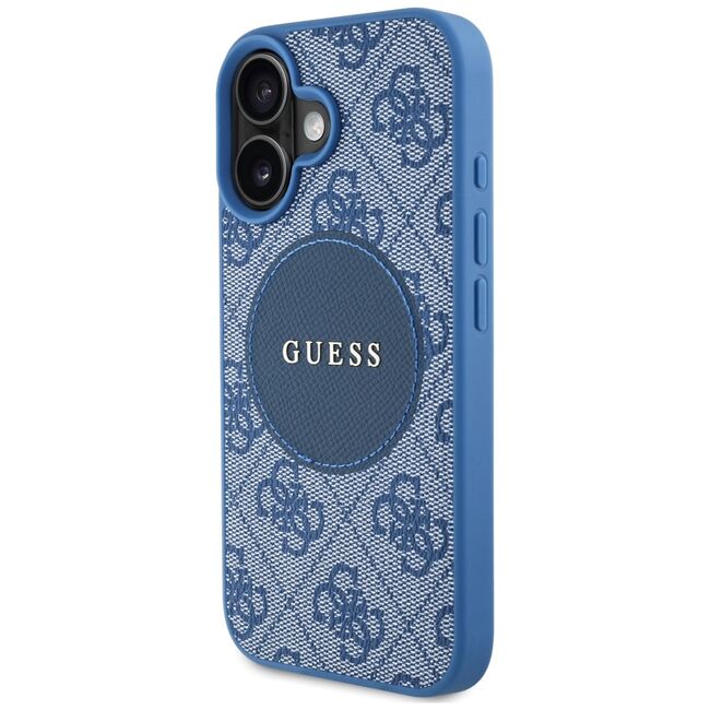 Husa premium pentru  iPhone 16 compatibila MagSafe Guess Luxury Series - Albastru deschis