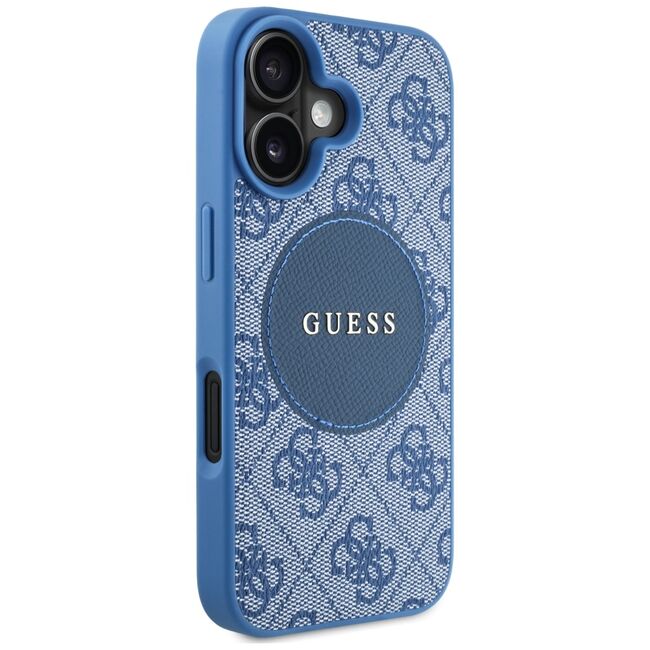 Husa premium pentru  iPhone 16 compatibila MagSafe Guess Luxury Series - Albastru deschis