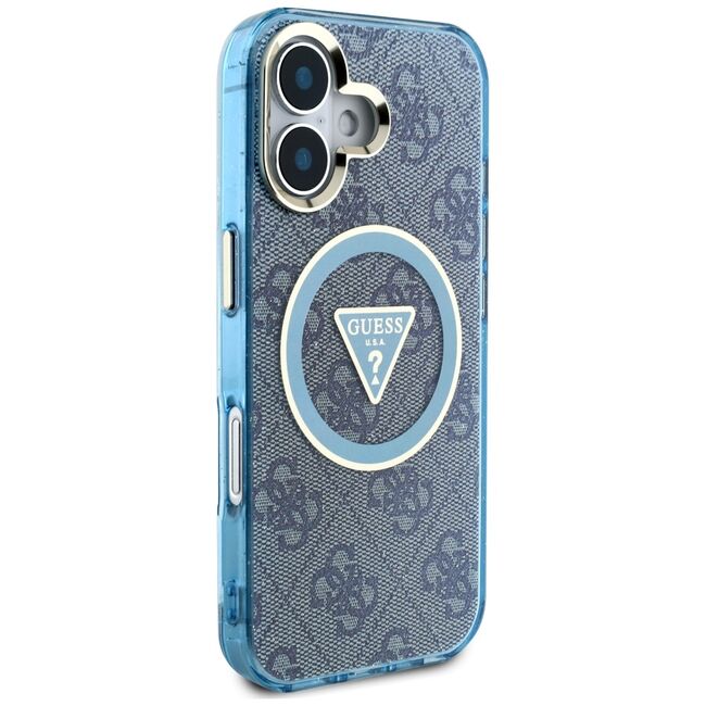 Husa premium pentru  iPhone 16 compatibila MagSafe Guess Luxury Series - Albastru
