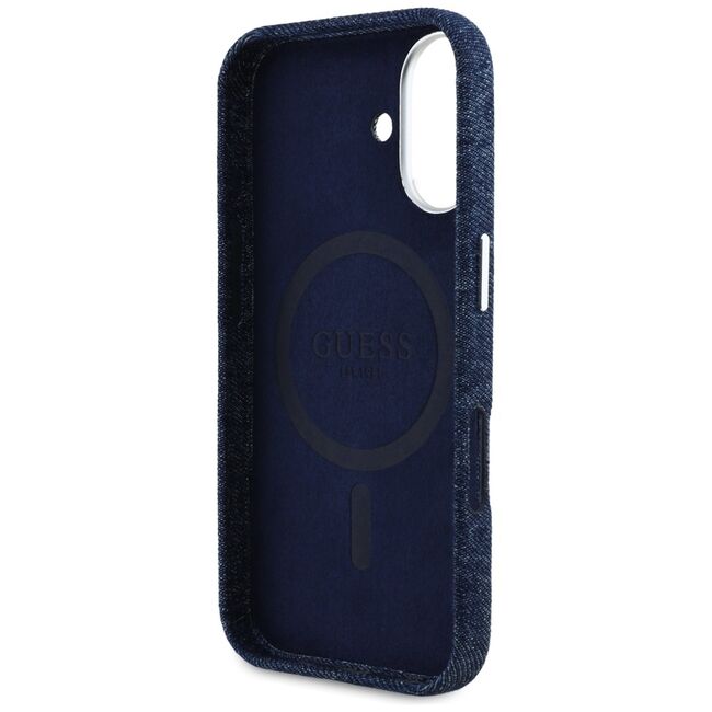 Husa premium pentru  iPhone 16 compatibila MagSafe Guess Luxury Series - Albastru