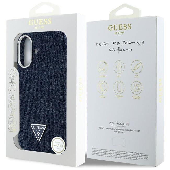 Husa premium pentru  iPhone 16 compatibila MagSafe Guess Luxury Series - Albastru