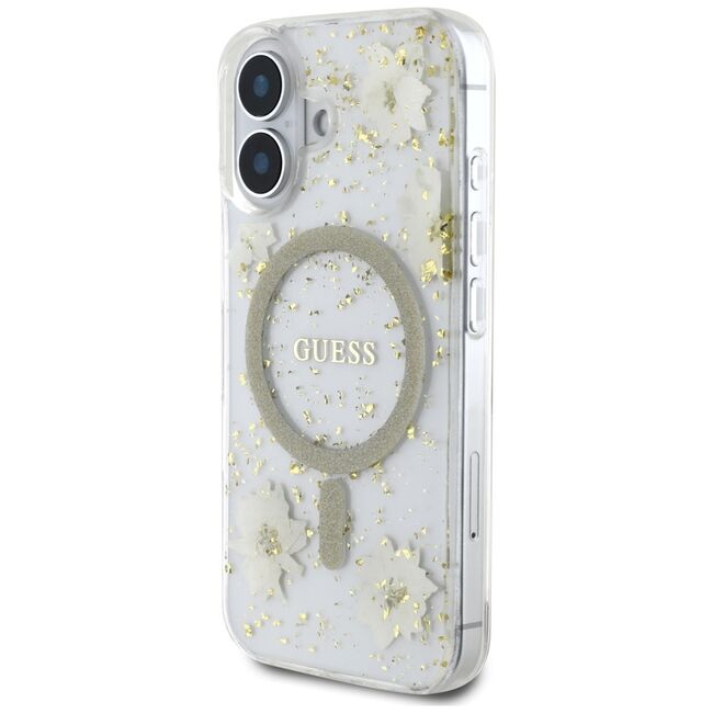 Husa premium pentru  iPhone 16 compatibila MagSafe Guess Luxury Series - Bej