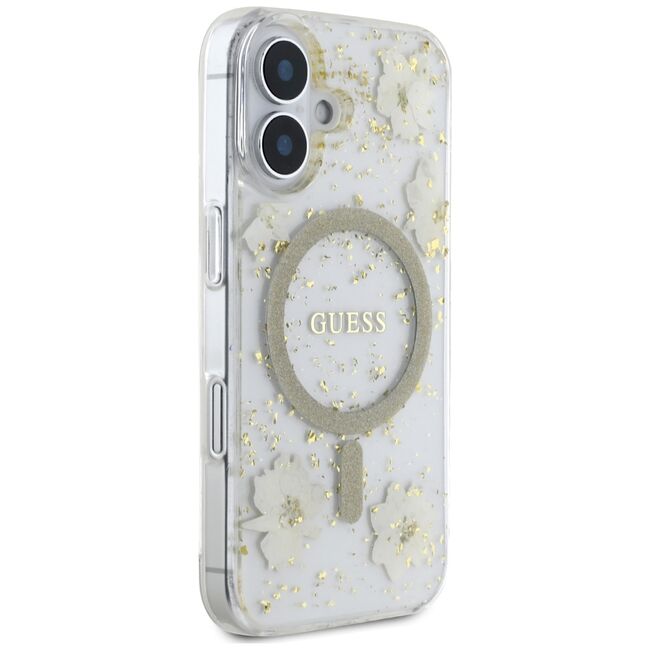 Husa premium pentru  iPhone 16 compatibila MagSafe Guess Luxury Series - Bej