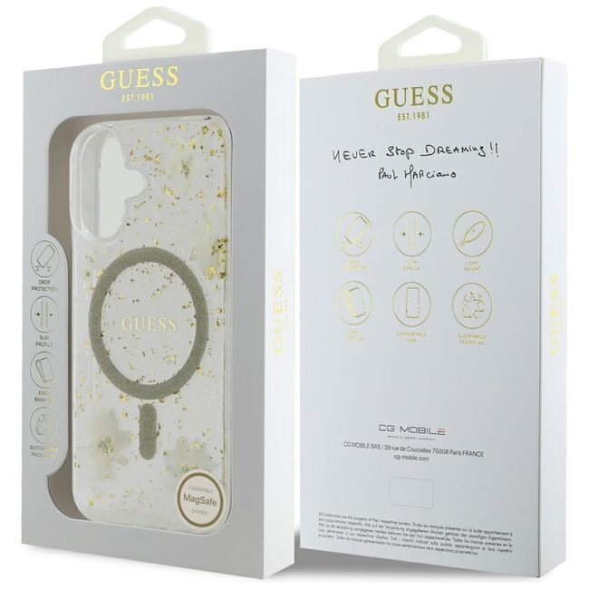 Husa premium pentru  iPhone 16 compatibila MagSafe Guess Luxury Series - Bej