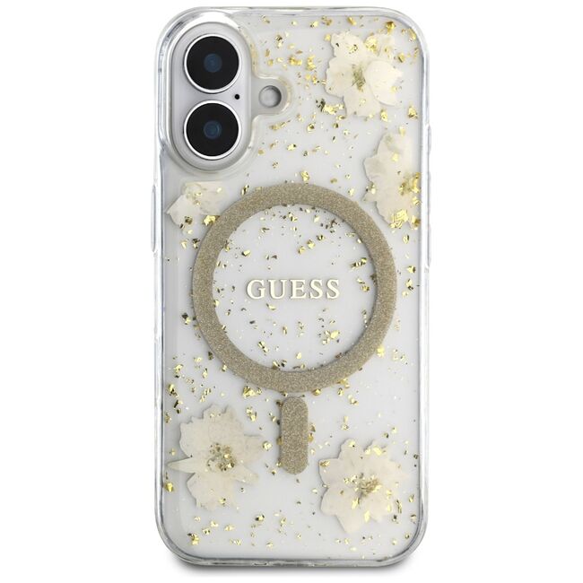 Husa premium pentru  iPhone 16 compatibila MagSafe Guess Luxury Series - Bej