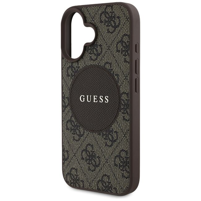 Husa premium pentru  iPhone 16 compatibila MagSafe Guess Luxury Series - Maro
