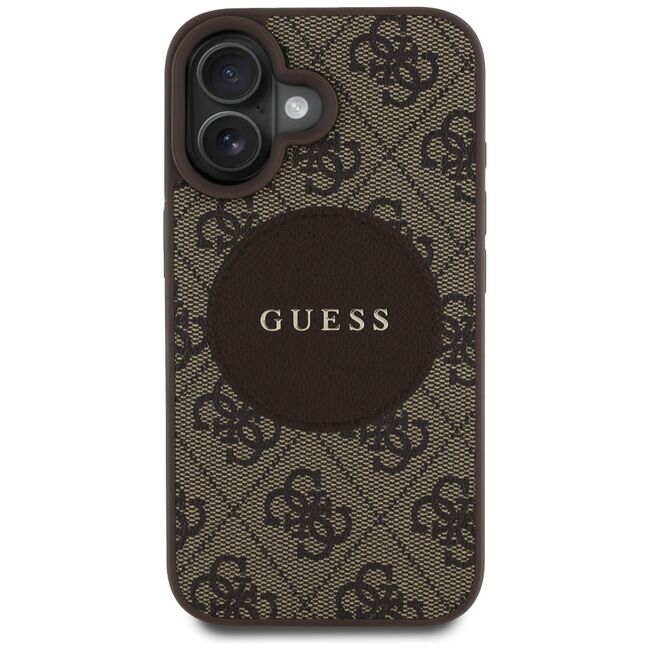 Husa premium pentru  iPhone 16 compatibila MagSafe Guess Luxury Series - Maro