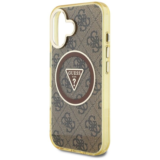 Husa premium pentru  iPhone 16 compatibila MagSafe Guess Luxury Series - Maro