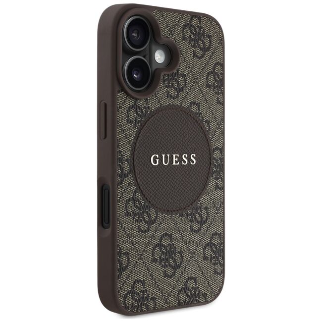 Husa premium pentru  iPhone 16 compatibila MagSafe Guess Luxury Series - Maro