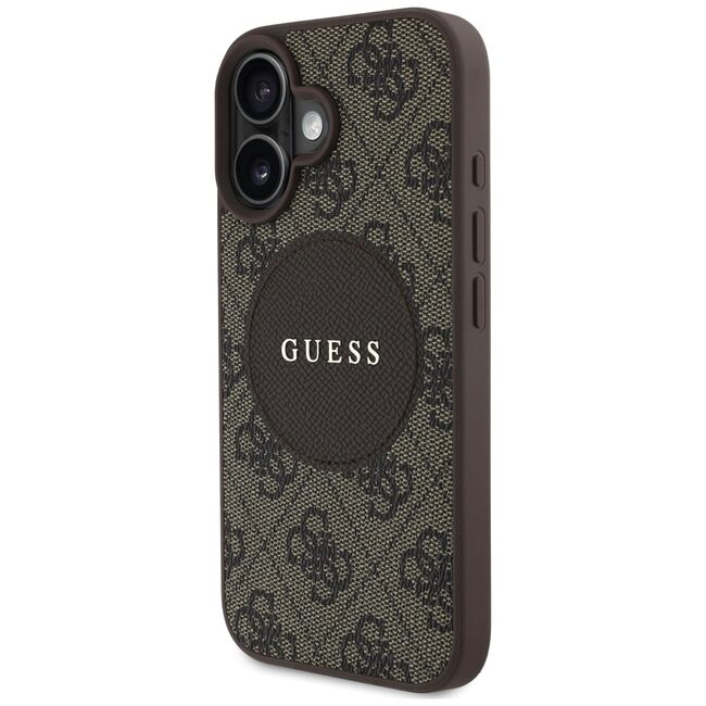 Husa premium pentru  iPhone 16 compatibila MagSafe Guess Luxury Series - Maro