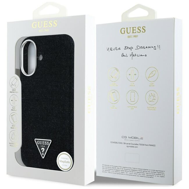 Husa premium pentru  iPhone 16 compatibila MagSafe Guess Luxury Series - Negru denim