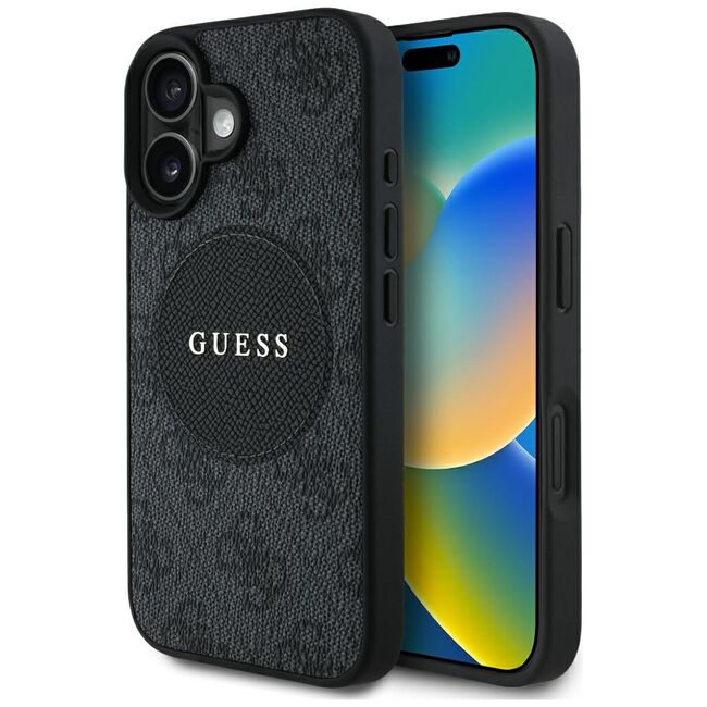 Husa premium pentru  iPhone 16 compatibila MagSafe Guess Luxury Series - Negru