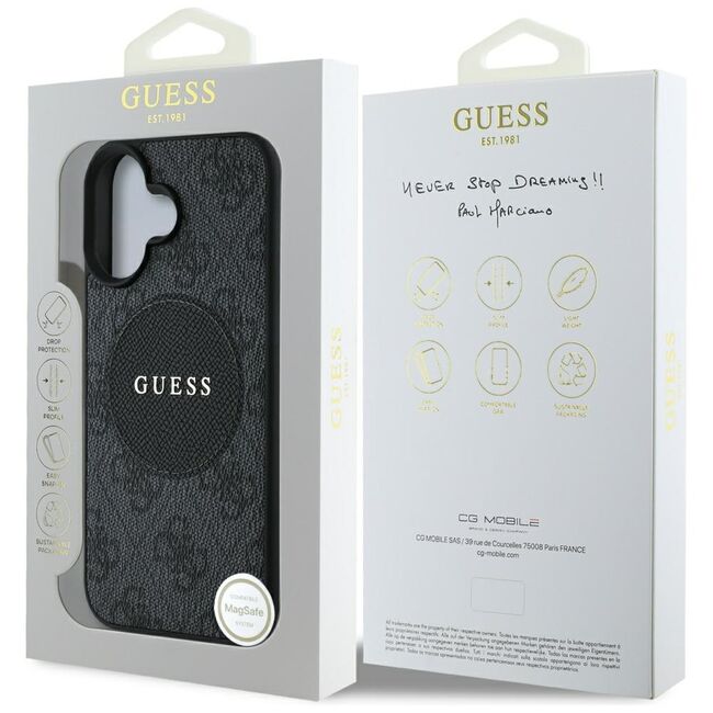 Husa premium pentru  iPhone 16 compatibila MagSafe Guess Luxury Series - Negru
