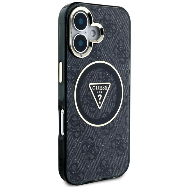 Husa premium pentru  iPhone 16 compatibila MagSafe Guess Luxury Series - Negru