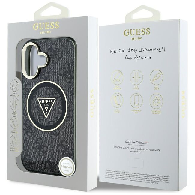 Husa premium pentru  iPhone 16 compatibila MagSafe Guess Luxury Series - Negru