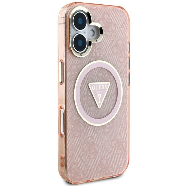 Husa premium pentru  iPhone 16 compatibila MagSafe Guess Luxury Series - Roz