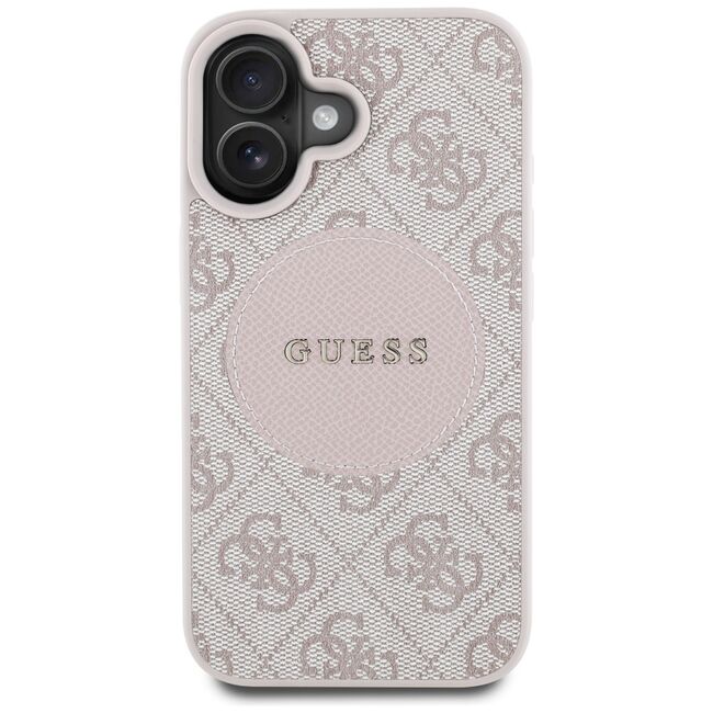 Husa premium pentru  iPhone 16 compatibila MagSafe Guess Luxury Series - Roz