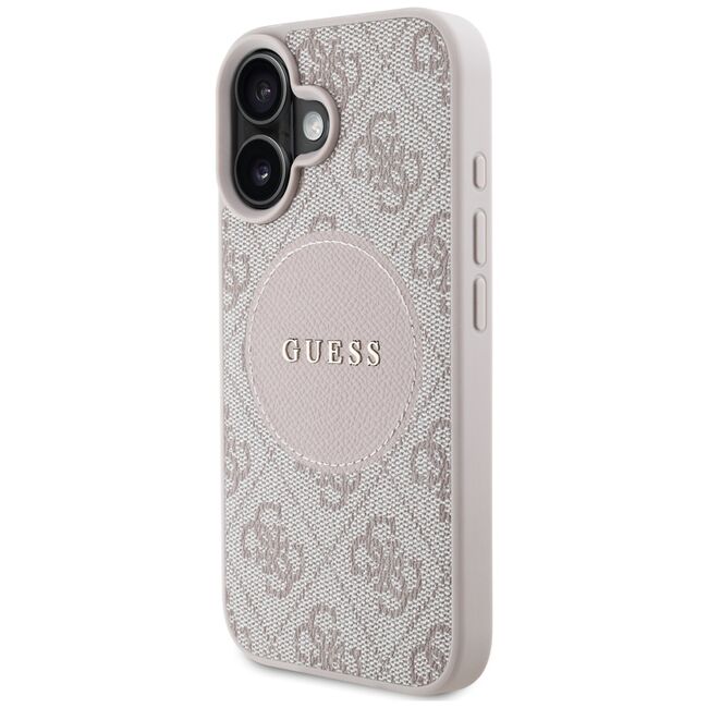 Husa premium pentru  iPhone 16 compatibila MagSafe Guess Luxury Series - Roz