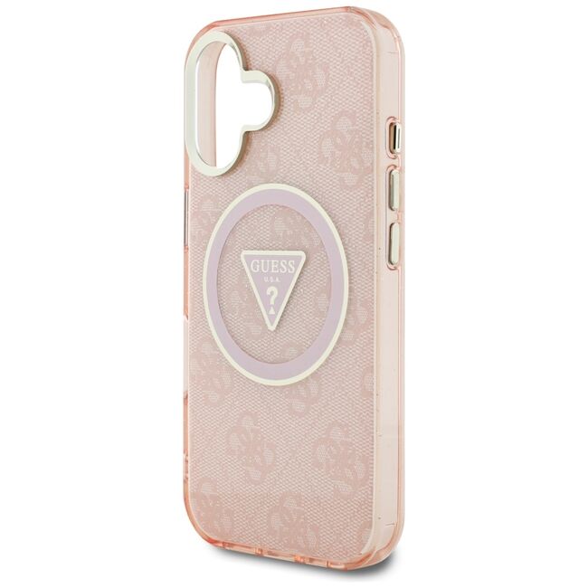 Husa premium pentru  iPhone 16 compatibila MagSafe Guess Luxury Series - Roz