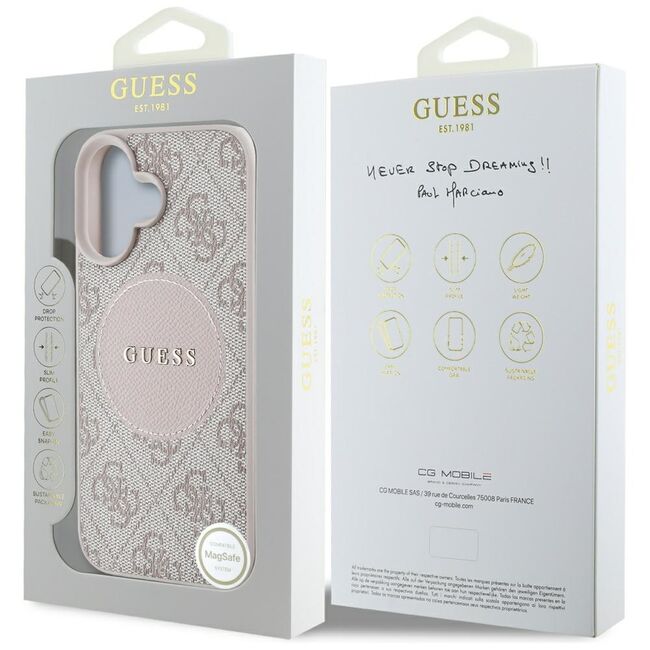 Husa premium pentru  iPhone 16 compatibila MagSafe Guess Luxury Series - Roz