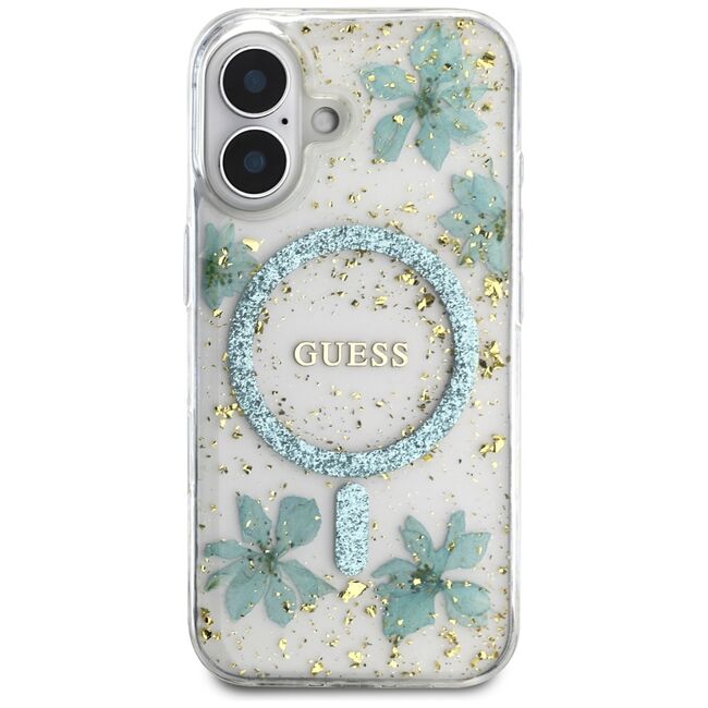 Husa premium pentru  iPhone 16 compatibila MagSafe Guess Luxury Series - Turcoaz