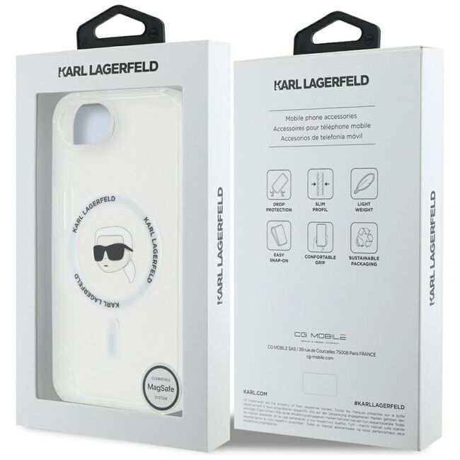 Husa premium pentru  iPhone 16e Karl Lagerfeld compatibila Magsafe - Transparent