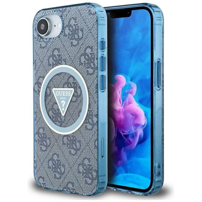 Husa premium pentru  iPhone 16e compatibila MagSafe Guess Luxury Series - Albastru