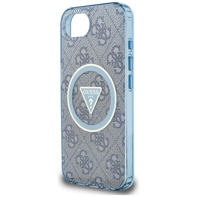 Husa premium pentru  iPhone 16e compatibila MagSafe Guess Luxury Series - Albastru