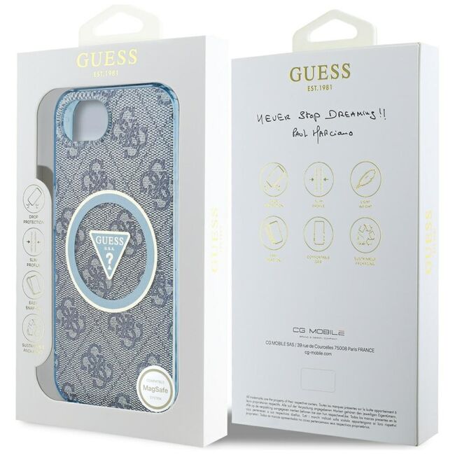 Husa premium pentru  iPhone 16e compatibila MagSafe Guess Luxury Series - Albastru