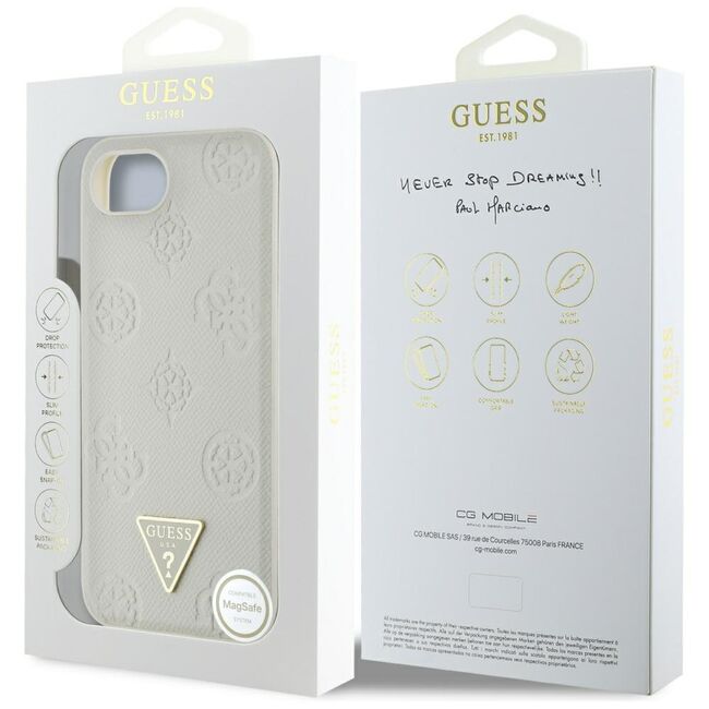 Husa premium pentru  iPhone 16e compatibila MagSafe Guess Luxury Series - Bej