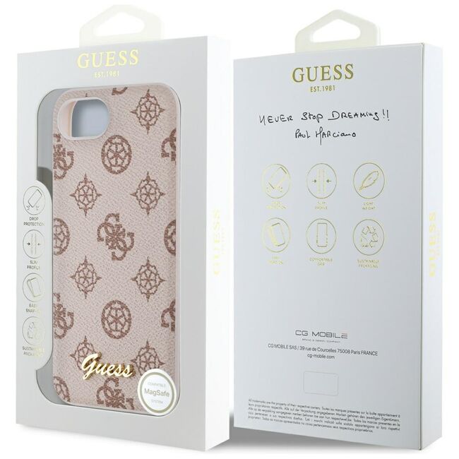 Husa premium pentru  iPhone 16e compatibila MagSafe Guess Luxury Series - Maro deschis