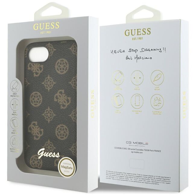 Husa premium pentru  iPhone 16e compatibila MagSafe Guess Luxury Series - Maro inchis
