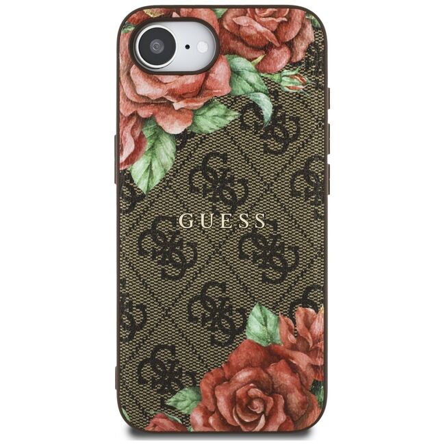 Husa premium pentru  iPhone 16e compatibila MagSafe Guess Luxury Series - Maro
