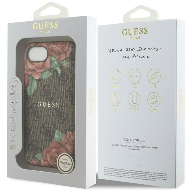 Husa premium pentru  iPhone 16e compatibila MagSafe Guess Luxury Series - Maro