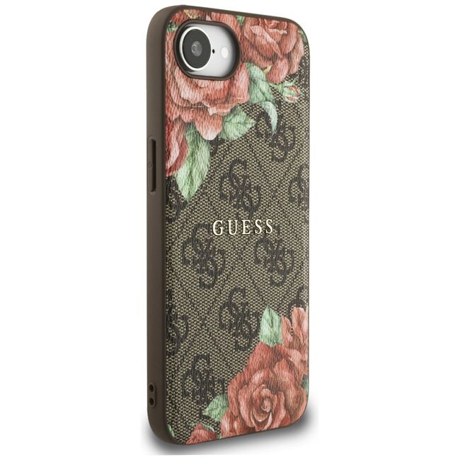 Husa premium pentru  iPhone 16e compatibila MagSafe Guess Luxury Series - Maro