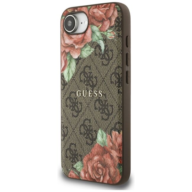 Husa premium pentru  iPhone 16e compatibila MagSafe Guess Luxury Series - Maro
