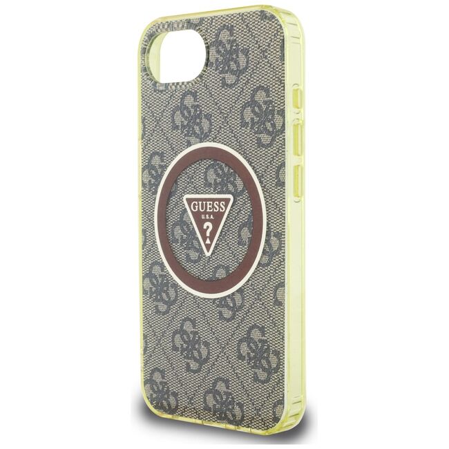 Husa premium pentru  iPhone 16e compatibila MagSafe Guess Luxury Series - Maro