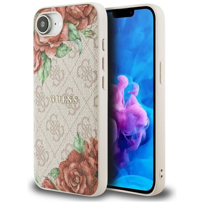 Husa premium pentru  iPhone 16e compatibila MagSafe Guess Luxury Series - Roz neon
