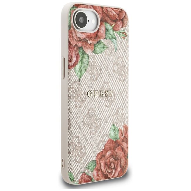 Husa premium pentru  iPhone 16e compatibila MagSafe Guess Luxury Series - Roz neon