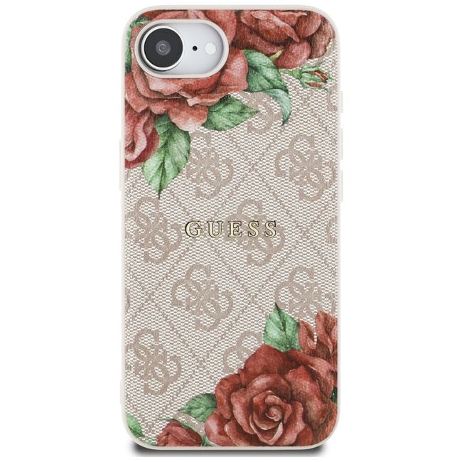 Husa premium pentru  iPhone 16e compatibila MagSafe Guess Luxury Series - Roz neon