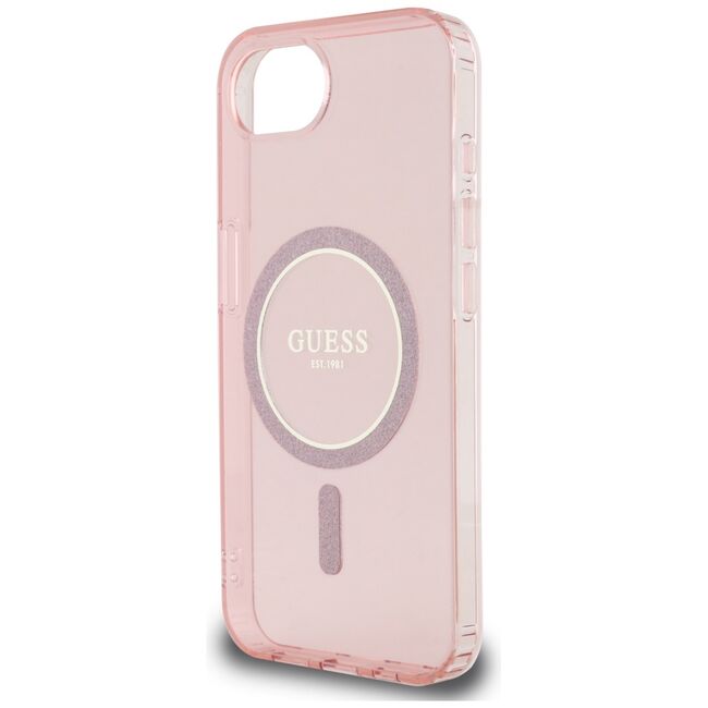 Husa premium pentru  iPhone 16e compatibila MagSafe Guess Luxury Series - Roz pal