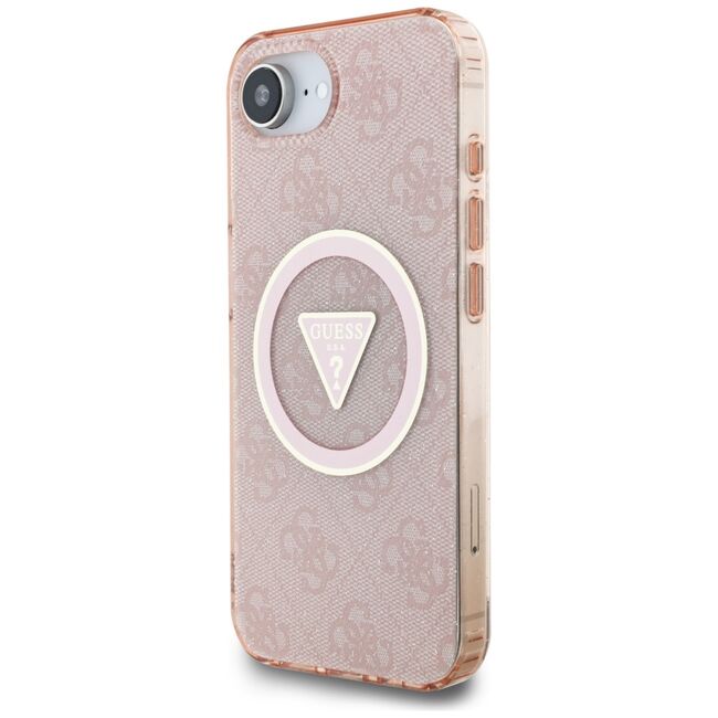 Husa premium pentru  iPhone 16e compatibila MagSafe Guess Luxury Series - Roz