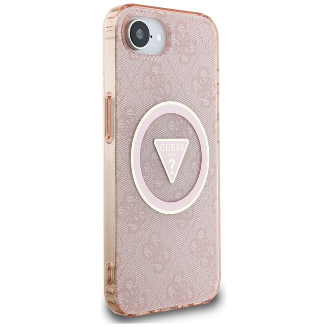 Husa premium pentru  iPhone 16e compatibila MagSafe Guess Luxury Series - Roz