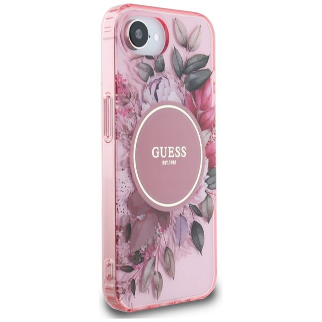 Husa premium pentru  iPhone 16e compatibila MagSafe Guess Luxury Series - Roz