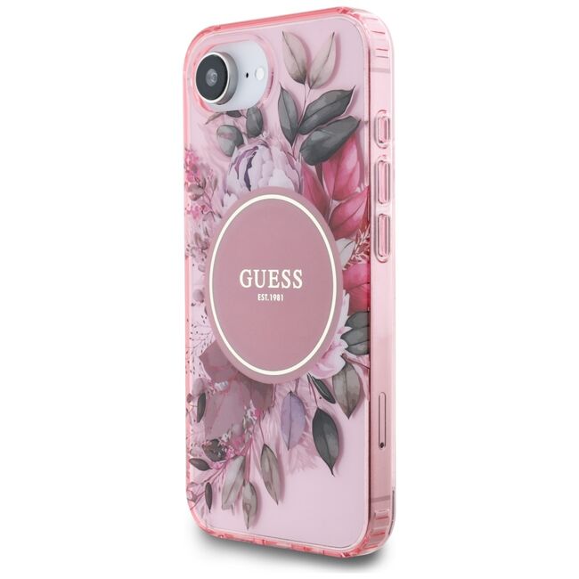 Husa premium pentru  iPhone 16e compatibila MagSafe Guess Luxury Series - Roz