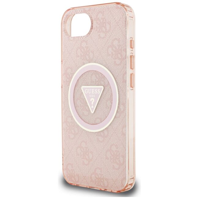 Husa premium pentru  iPhone 16e compatibila MagSafe Guess Luxury Series - Roz