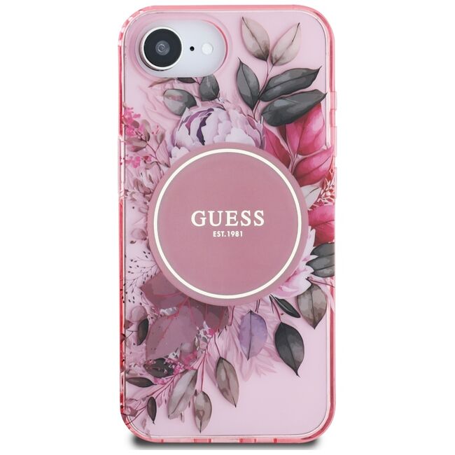 Husa premium pentru  iPhone 16e compatibila MagSafe Guess Luxury Series - Roz