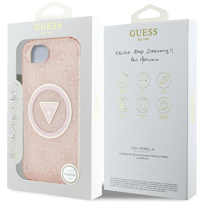 Husa premium pentru  iPhone 16e compatibila MagSafe Guess Luxury Series - Roz